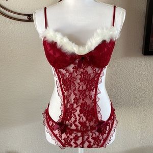 NWT SEXY Lace Mrs Santa Claus Helper Christmas One Piece Lingerie